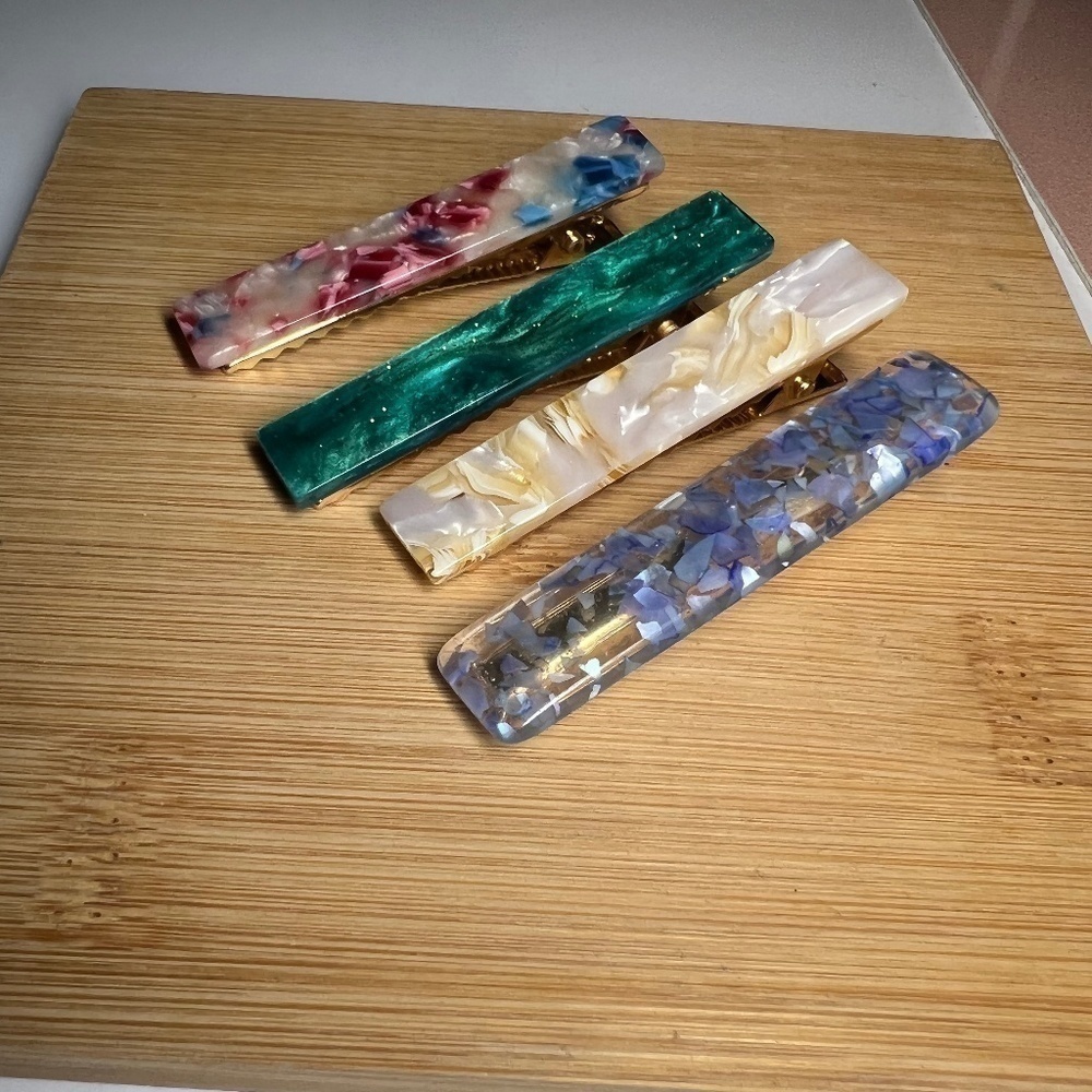 𝅺SALE💚 any 3 for $18 💚 Hair Clips Rectangular Hair Barrette Acrylic - Picture 2 of 3